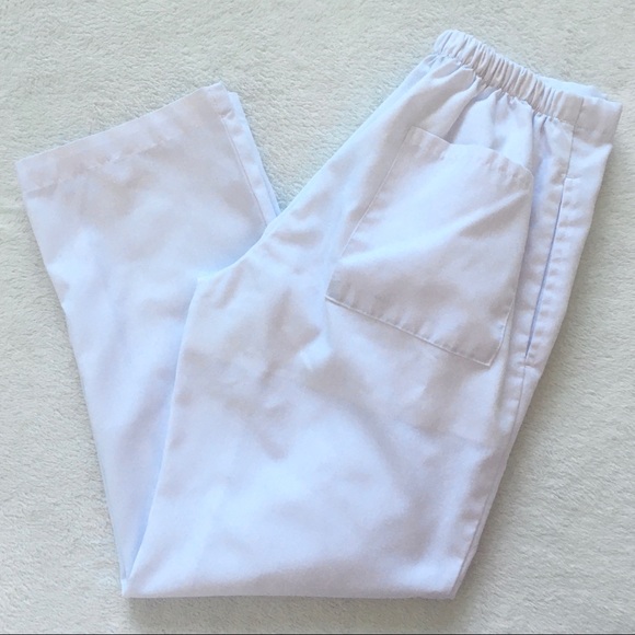 White Medical Work Scrubs Pants Bottoms - Picture 3 of 14